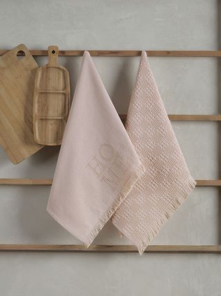 ჩაის ტილო - HOME JACQUARD KITCHEN TOWEL SET OF 2 BLUSH 50x70