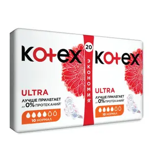 Kotex - ჰიგიენური საფენი ნორმალი 4 წვ - 20 ც