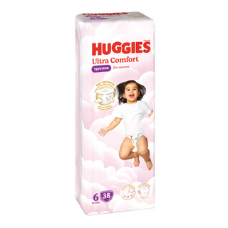 Huggies - ტრუსი ულტრა კომფორტი გოგოს #6 - 38 ც