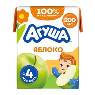 Агуша, Сок Агуша 200Мл Яблоко Осветленный Детский, шт, ШК: 4607096002985