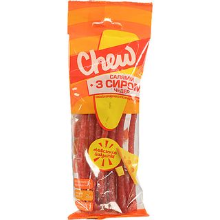 Ковбаски Chew 70г сирокопчені салямки з сиром чедер