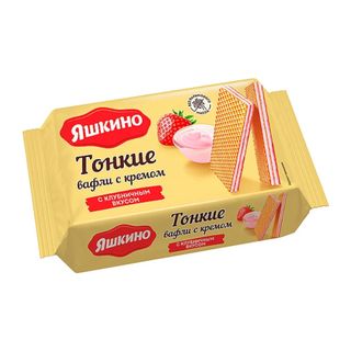 Вафли Яшкино с клубничным кремом, 144г