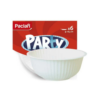 Paclan Party тарелка пластиковая белая для супа/салата 185 мм, 6 шт