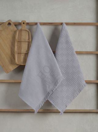 ჩაის ტილო - HOME JACQUARD KITCHEN TOWEL SET OF 2 GREY 50x70