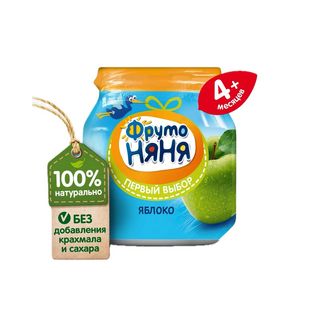 Фрутоняня, Пюре Фрутоняня 110Гр Из Яблок Натуральное С 4 Мес, шт, ШК: 4600338005621