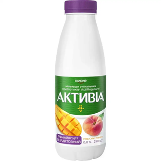 Біфідойогурт Активіа Персик-Манго безлактозний 0,8% 290 г
