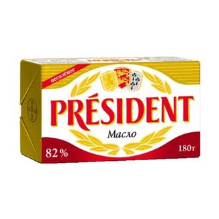 Масло кислосливочное несоленое President 82% 180 г