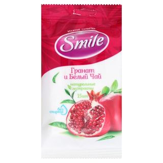 Серветка волога SMILE гранат та біл.чай 15шт.Еврос
