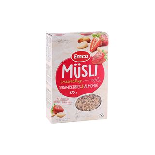 EMCO ხრაშუნა გრანოლა მარწყვი და ნუში-375გ/8594017140580