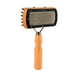 Пуходерка для собак із кульками двостороння дерев яна ручка 10?18 см