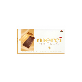 MERCI შოკოლადის ფილა ყავის კრემით 100გრ/4014400914269