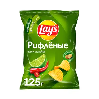 Чипсы Lays рифленые чили и лайм 125 г