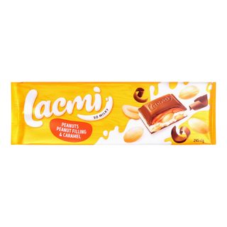 Шоколад ROSHEN Lacmi мол. з арах. і карам.-арах. начинкою /295г /12шт