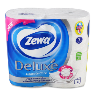 Папір туалетний Zewа Deluxe Delicate білий 3-шаровий 4шт/уп