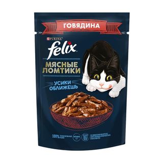 Корм Влажный Felix Мясные Ломтики Говядина 75 Г
