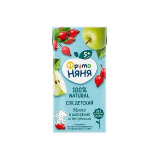 Фрутоняня, Сок Фрутоняня 200Мл Яблоко Шиповник Осветленный, шт, ШК: 4600338006628