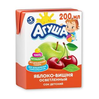 Сок Агуша Детс.Осветлен. Яблоко/Вишня 200 Мл Тва