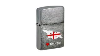 Zippo, სანთებელა, Brushed Chrome - I LOVE Georgian Flag design