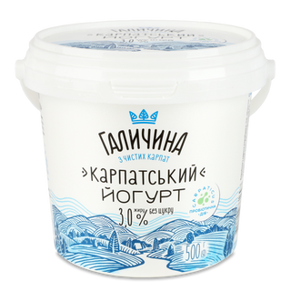 Йогурт «Галичина» «Карпатський» без цукру 3% 500г