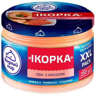 Продукт з ікрою океанічної риби і лососем Водний Світ Ікорка 250 г