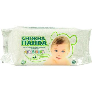 Серветки Сніжна панда 64шт д.немовлят алое
