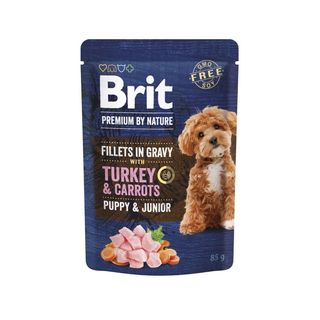 Корм вологий Brit Premium Fillets in Gravy Turkey and Carrots Puppy д/цуценят малих порід філе в соусі індичка і морква 85 г
