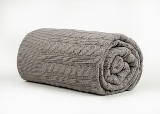 ნაქსოვი გადასაფარებელი - BRAID KNITTED BEDSPREAD 220X240 CM GREY