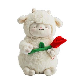 რბილი სათამაშო/Lamb Baa Collection 11in. Cici Holding Flower Plush Toy(White, Holding Rose)
