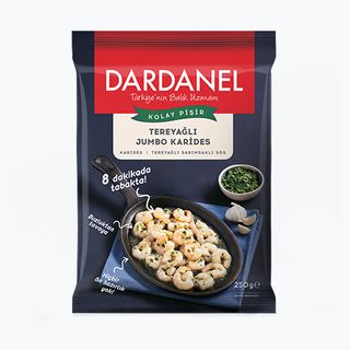 კრევეტები/ Dardanel/ დიდი ზომის კრევეტები ნივრით და კარაქით 250გრ