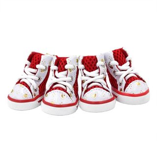 Кеди HelloMoon для собак на шнурках червоно-білі розмір 1