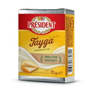 Сир плавлений 70 г President з сиром Гауда 38% фольга