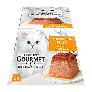 Корм вологий Gourmet Revelations Мус з куркою та підливкою для дорослих котів 57г х 2шт