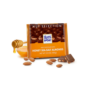 RITTER SPORT რძიანი შოკოლადის ფილა ნუშით და თაფლით-100გ/4000417704009