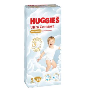 Huggies - საფენი ულტრა კომფორტი ბიჭის #5 (12-22 კგ) - 56 ც