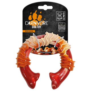 ძაღლის სათამაშო ბეჭედი ძვალი, ბეკონის გემოთი,CARNIVORE 14 x 13.7 x 4.1 სმ