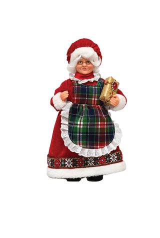 741807 თოვლის ბებია ქისით და საჩუქრით 30სმ, წითელი-მწვანე, ეკატერინე