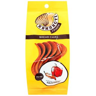 Сухарі-грінки ТМ \"ХВИЛЯСТІ\" житньо-пшеничні зі смаком паприки, 75 г