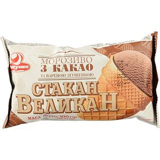 Морозиво Ласунка 100г великан пломбір какао варене згущене молоко ст.