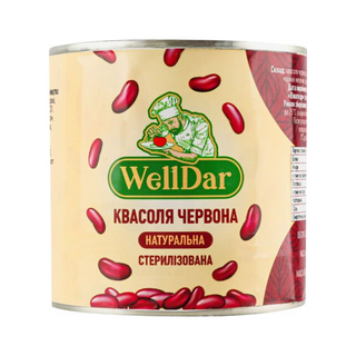 Квасоля  WellDar червона натуральна стерилізована 410г ж/б