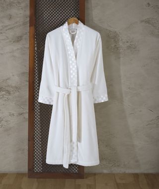 ხალათი - CHECKER MICROCOTTON BATHROBE ECRU L/XL
