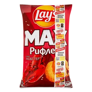 Чипси  Lay's MAX картопляні рифлені зі смаком лобстеру, 95 г