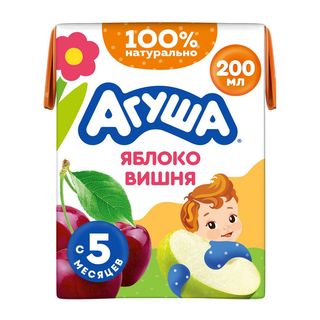Агуша, Сок Агуша 200Мл Яблоко-Вишня Осветленный, шт, ШК: 4690228016806