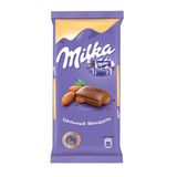 შოკოლადის ფილა /მილკა/ რძიანი შოკოლადი მთლიანი ნუშით 90გრ