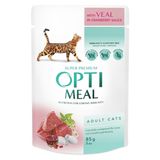 Консерви OPTIMEAL д/кот. Pouch 85г, телятина в журавл.
