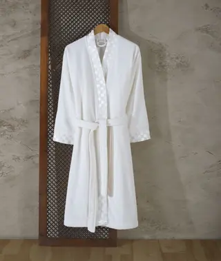 ხალათი - CHECKER MICROCOTTON BATHROBE ECRU 2XL/3XL