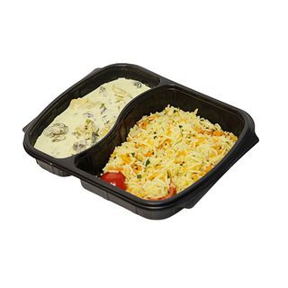 ლანჩბოქსი - ქათამი ნაღებით და ბრინჯი პილავი /აგროჰაბი/