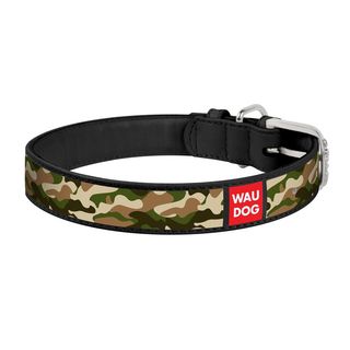Нашийник Collar WAUDOG Printed шкірян/малюнок Камо чорний 15мм/27-36см