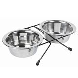 Миска Trixie для собак подвійна на підставці металева 2х450мл 13см