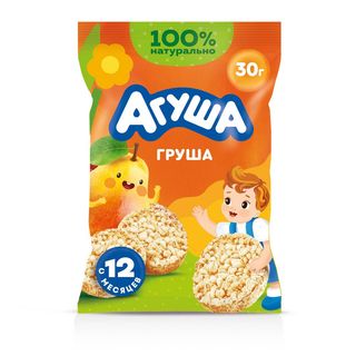Агуша, Мини Хлебцы Агуша 30Гр Груша, шт, ШК: 4690228036866