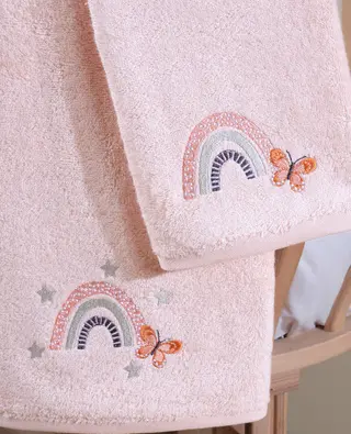 პირსახოცი - BABY BAMBOO TOWEL BUTTERFLY&RAINBOWS SILVER PEONY 50X80